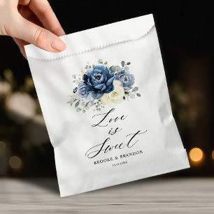 Sachets En Papier Dusty Blue Navy Champagne Ivory Floral Mariage
