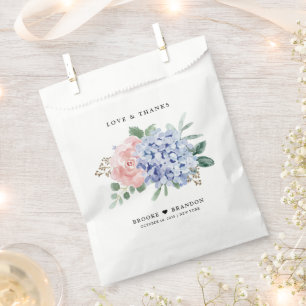 Sachets En Papier Dusty Blue Pastel Pink hydrangea Botanique Mariage