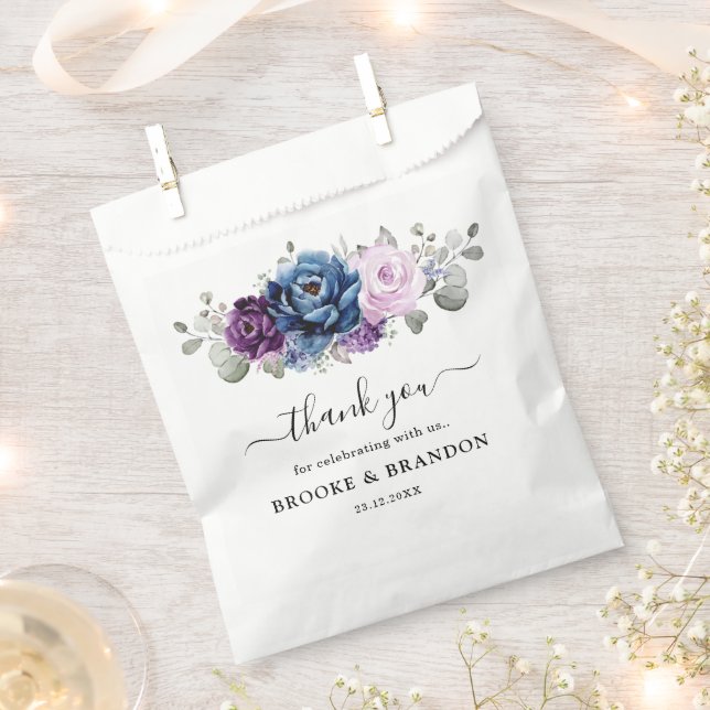 Sachets En Papier Dusty Blue Purple Navy Lilac Blooms Mariage (Coupé)