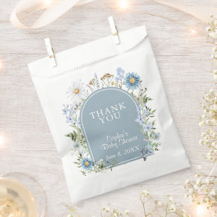 Sachets En Papier Dusty Blue Tea Party Baby in Bloom Baby shower