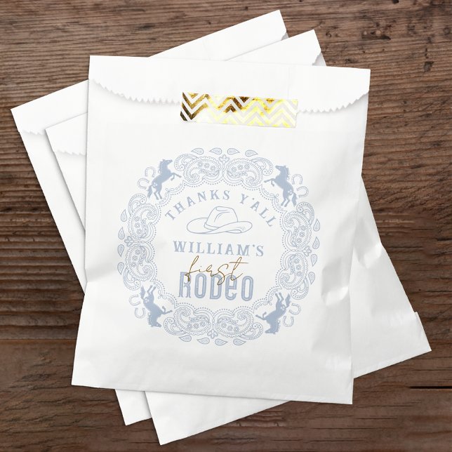 Sachets En Papier Dusty Blue Western Rodeo Premier anniversaire Favo (First Rodeo Birthday Party Favor Bag)