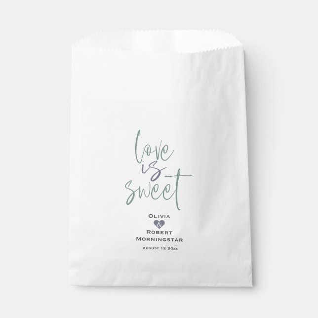 Sachets En Papier Dusty Jade et Lilac Calligraphie Favoriser le sac (Devant)