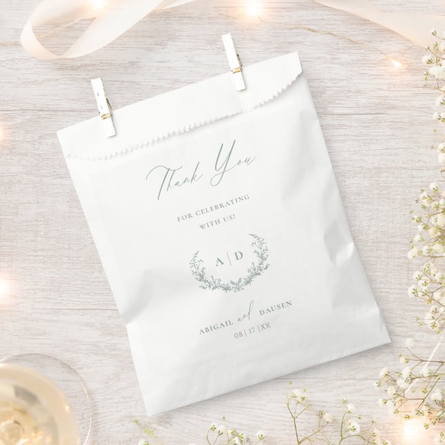 Sachets En Papier Dusty Sage Paper Favor Bags Wedding Thank you (Coupé)