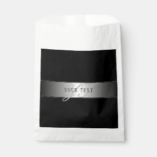 Sachets En Papier Écriture élégante de monogramme modifiable Noir