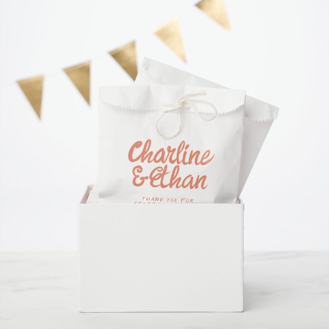 Sachets En Papier Écriture manuscrite rose pastel Mariage rétro (Fête)