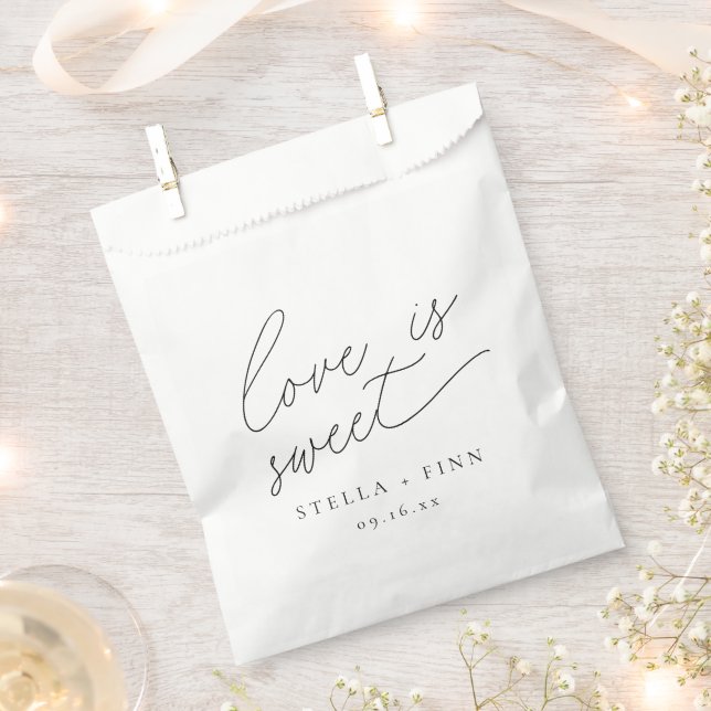 Sachets En Papier Écriture Moderne Love Is Sweet Mariage (Coupé)