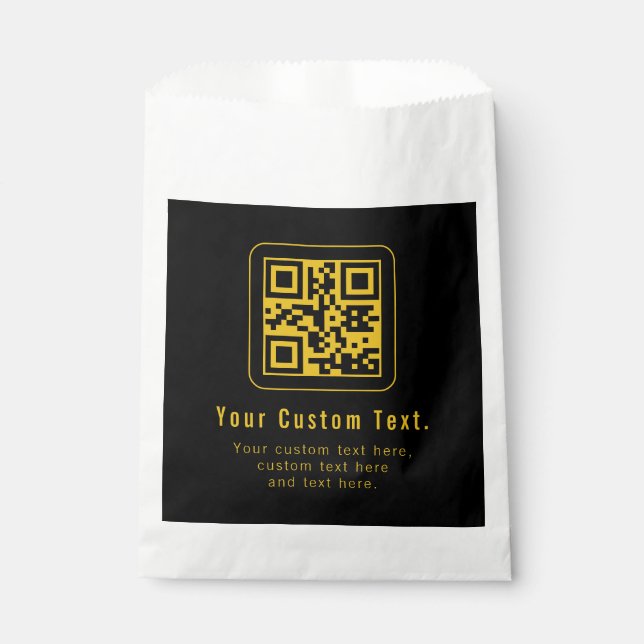 Sachets En Papier Editable QR Code & Text Template | Black & Gold (Devant)