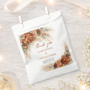 Sachets En Papier Eeucalyptus bordeaux en terre cuite et pampas