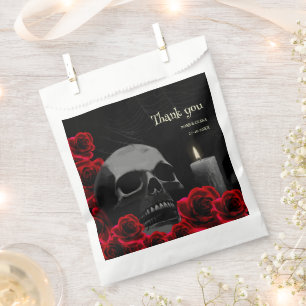 Sachets En Papier Éffrayant crâne gothique noir et rouge Roses Hallo