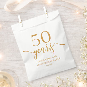 Sachets En Papier Élégant 50e anniversaire de Mariage Champagne
