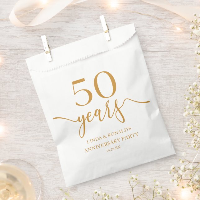 Sachets En Papier Élégant 50e anniversaire de Mariage Champagne (Coupé)