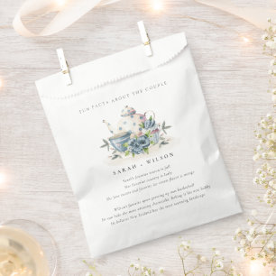 Sachets En Papier Elégant Aqua Blue Floral Teapot Fun Faits Mariage