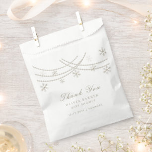 Sachets En Papier Élégant Baby shower d'hiver de Snowflakes