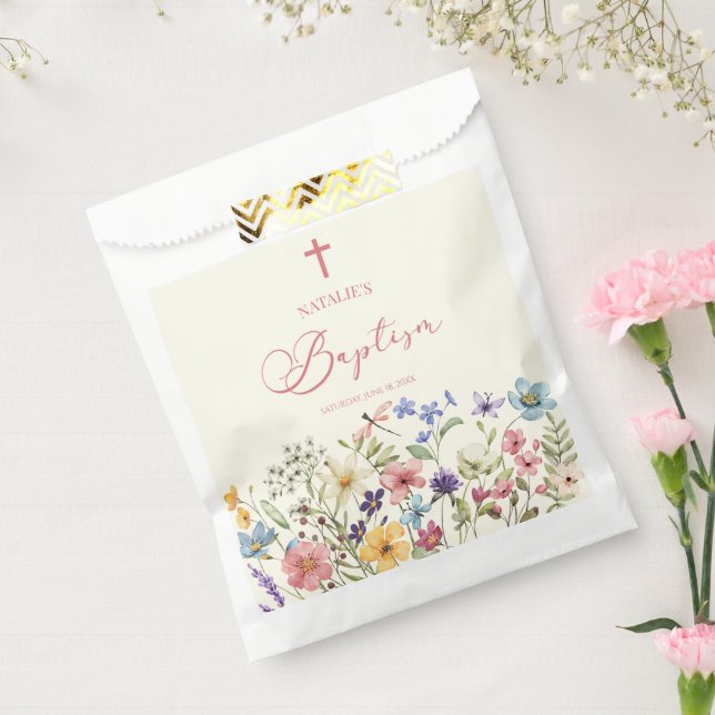 Sachets En Papier Élégant Baptême Floral Fleur sauvage (Scellé)