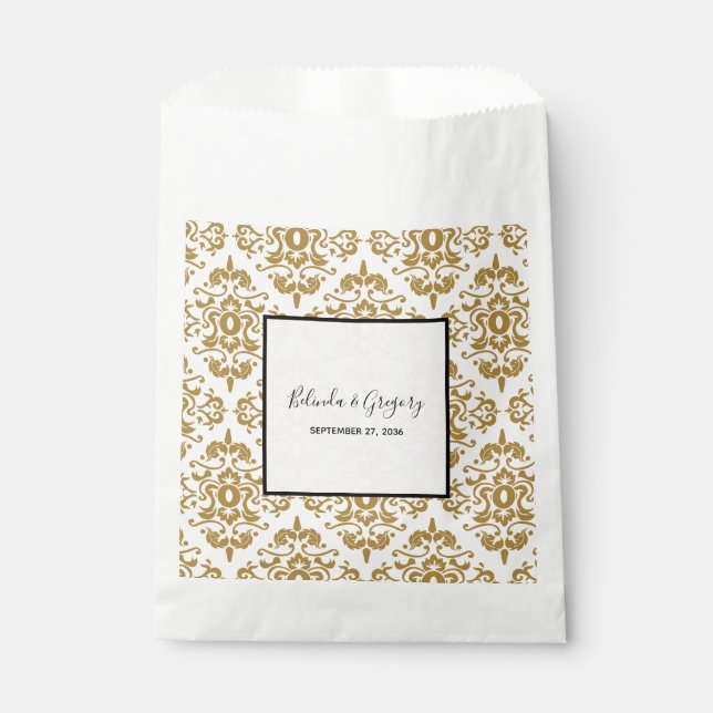 Sachets En Papier Elégant Black Gold Vintage Wedding (Devant)