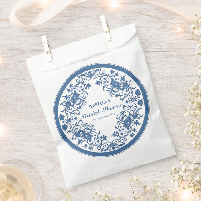 Sachets En Papier Élégant bleu chinoiserie victorien floral chinois  (Coupé)