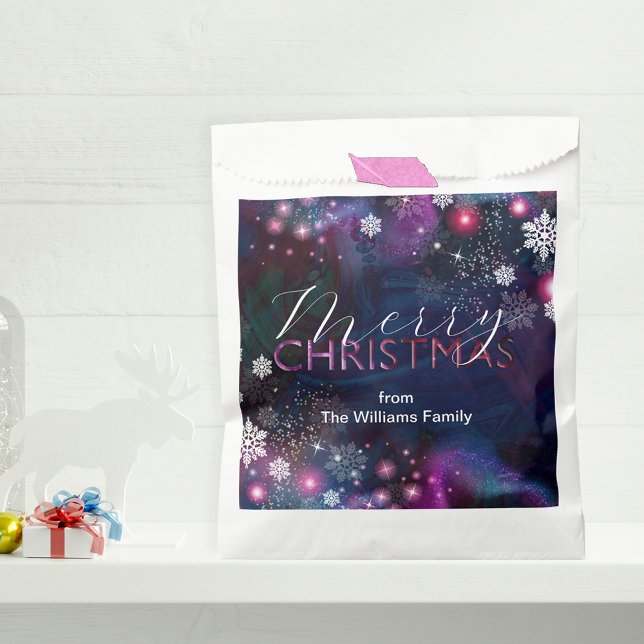 Sachets En Papier Élégant bleu profond Magenta rose flocon de neige  (Créateur téléchargé)