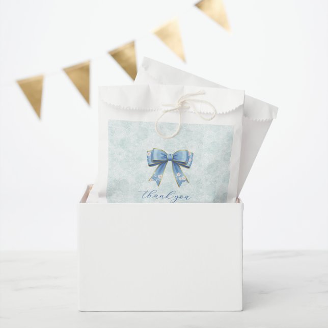 Sachets En Papier Elegant Blue Bow Engagement Party Invitation (Fête)