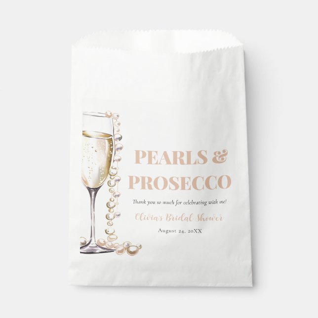 Sachets En Papier Elegant Blush Pearls et Fête des mariées Prosecco (Devant)