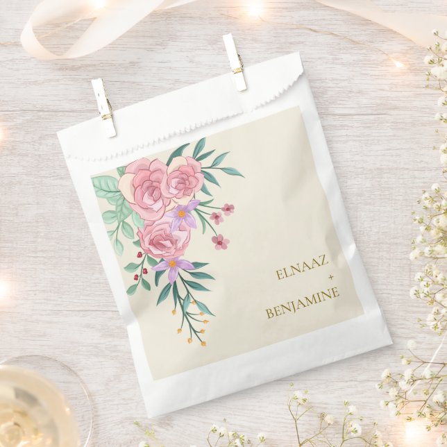 Sachets En Papier Elégant Boho Blush Rose Aquarelle Mariage Floral (Coupé)