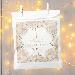 Sachets En Papier Élégant Boho rose Baptême floral