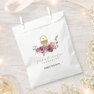SACHETS EN PAPIER ÉLÉGANT BURGUNDY GOLD FLORAL PREMIER SAINT COMMUNI