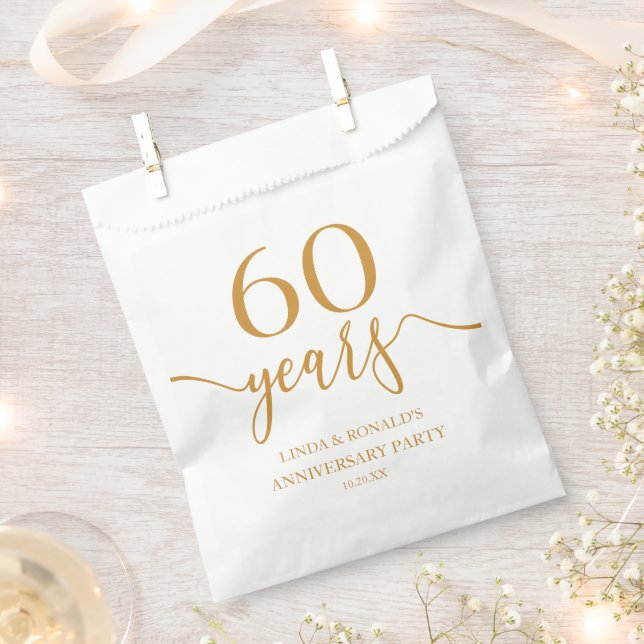 Sachets En Papier Élégant Champagne 60e anniversaire de Mariage (Coupé)