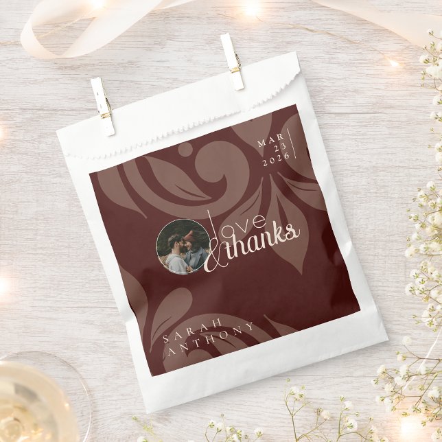 Sachets En Papier Elegant Classic Chic Damask Photo Wedding (Créateur téléchargé)