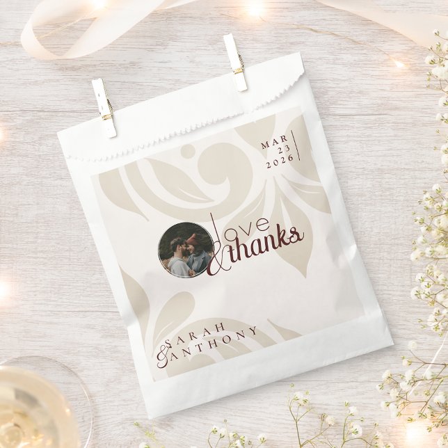 Sachets En Papier Elegant Classic Chic Damask Photo Wedding (Créateur téléchargé)