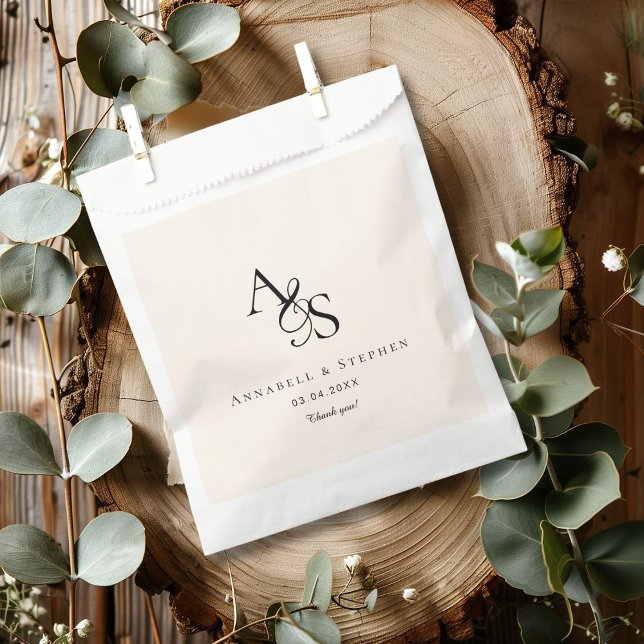 Sachets En Papier Élégant, Classique, Monogramme, Mariage (Créateur téléchargé)