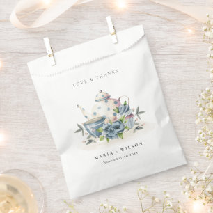 Sachets En Papier Elégant Cute Aqua Blue Floral Mariage de la Coupe 