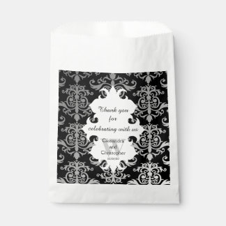 Sachets En Papier Élégant damas personnalisé mariage monogrammé