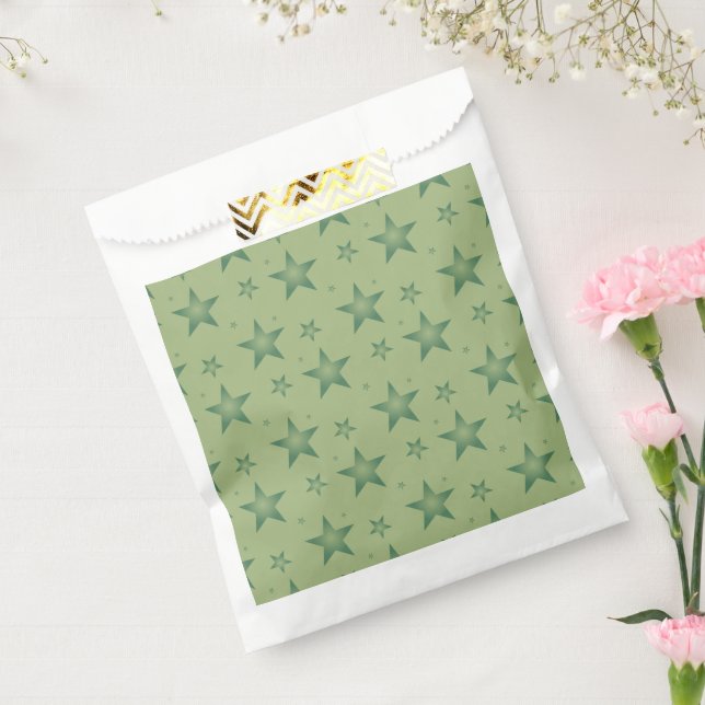 Sachets En Papier Élégant et élégant Olive Stars sur Sage Green (Scellé)