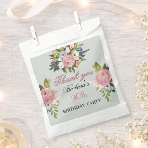 Sachets En Papier Élégant Floral 90e Anniversaire