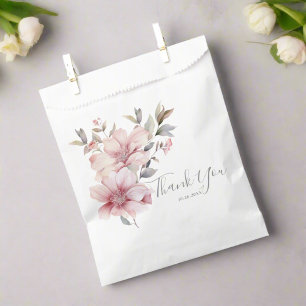 Sachets En Papier Élégant floral aquarelle rose tendre Merci