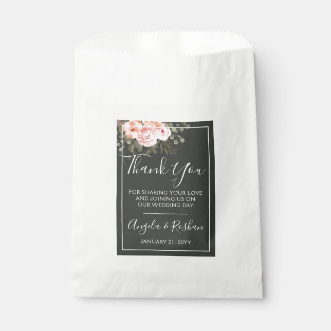 Sachets En Papier Élégant flou floral Merci Mariage botanique (Devant)