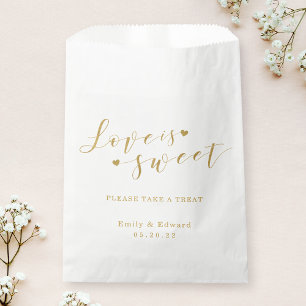 Sachets En Papier Elégant Gold Heart Love est Mariage doux