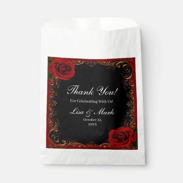 Sachets En Papier Élégant Goth Red Roses (Devant)