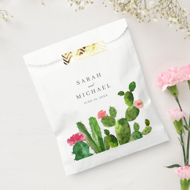 Sachets En Papier Elégant jardin de Cactus | MARIAGE (Scellé)