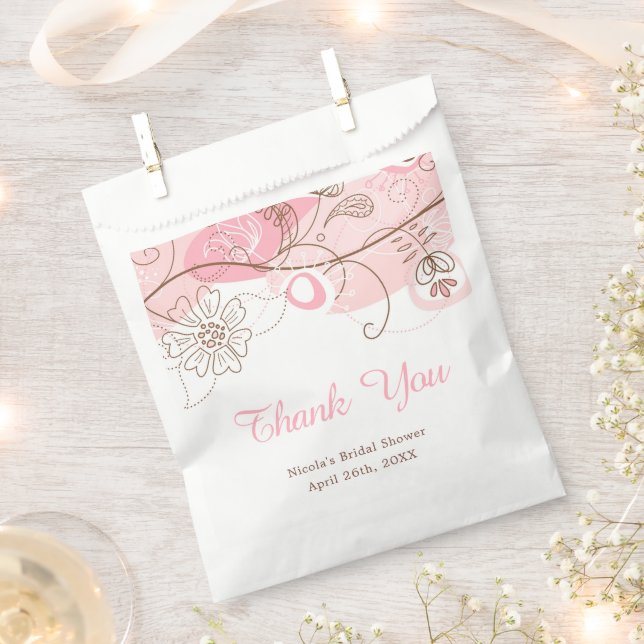 Sachets En Papier Élégant Mariage avec une touche florale en rose (Coupé)