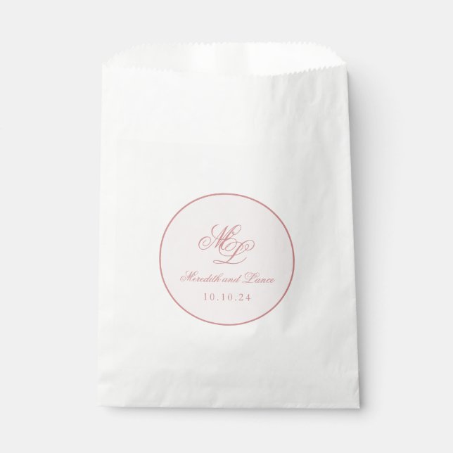 Sachets En Papier Élégant Mariage circulaire simple rose (Devant)