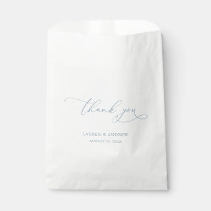 Sachets En Papier Élégant Mariage de calligraphie bleu Dusty