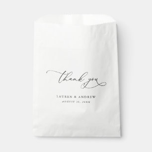 Sachets En Papier Élégant Mariage de calligraphie noir et blanc