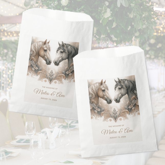 Sachets En Papier Élégant Mariage de chevaux (Elegant Horses Wedding Favor Bags)