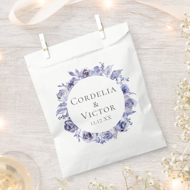 Sachets En Papier Élégant Mariage de couronnes florales violettes su (Coupé)