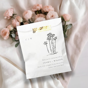 Sachets En Papier Élégant Mariage de croquis de palmier côtier tropi