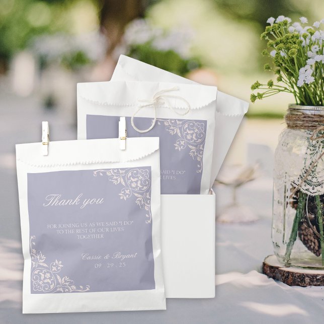 Sachets En Papier Élégant Mariage de lavande violet Merci (elegant purple lavender wedding favor bags for thank you bridal shower wedding party gifts or cookie)