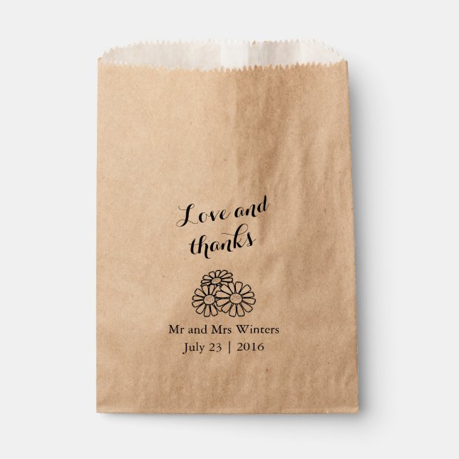 Sachets En Papier Élégant Mariage de marguerites blanches florales (Devant)