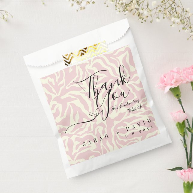 Sachets En Papier Élégant Mariage de motif Zèbre rose et blanc (Scellé)