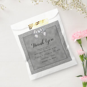 Sachets En Papier Élégant Mariage de Parties scintillant argent et é